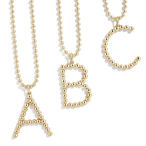 Oversized Initial Pisa Necklace for Women, Gold-Plated Beaded Necklace, Perfect Personalized Gift4