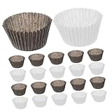 Hemobllo 1000 piezas Unidades de Papel para Cupcakes Resistentes Grasa Color Blanco y Marrón Perfectos para Hornear Mini Magdalenas y Dulces Fiestas