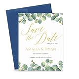 Greenery Save the Dates for Wedding, Modern Save the Date Cards for Weddings Personalized, Your choice of Quantity and Envelope Color