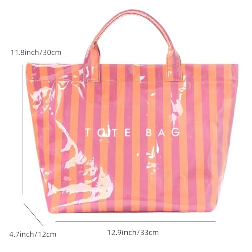 Image of Lushandy PVC Tote Bag Women's Plastic Tote Purse Large Letters Print Hobo Handbag for Work, Beach, Gift