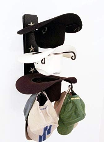 Cowboy Hat Holder Black with Gold Stars