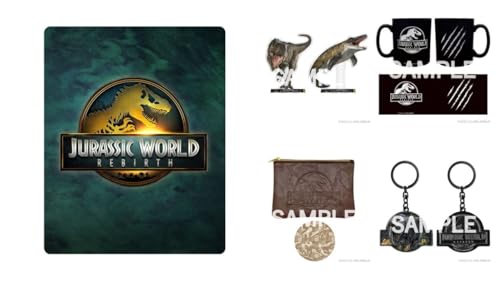 【Amazon.co.jp限定】ジュラシック・ワールド／復活の大地　スチールブック仕様　４Ｋ ＵＨＤ＋ブルーレイセット　オリジナルアクリルスタンド2体セット&マグカップ&ポーチ&メタルキーホルダー付きコレクション(ビジュアルシート3枚+ポストカード3枚セット付) [Blu-ray]のサムネイル