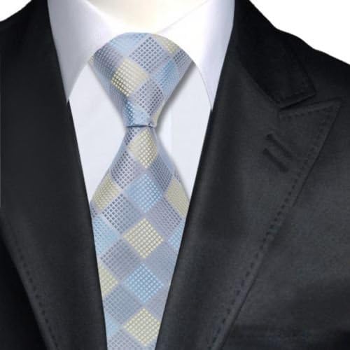 Allan Collection :New Classic Pastel Plaid 100% Silk Necktie