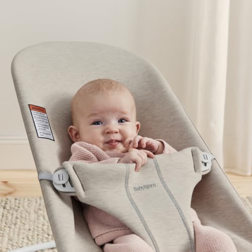 Image of BabyBjorn Bouncer Bliss, Light Beige, 3D Jersey | 2-in-1 Adjustable Baby Bouncer Seat and Toddler Chair, Newborn to Toddler (8-29 lbs), 4 Positions, Lightweight & Portable