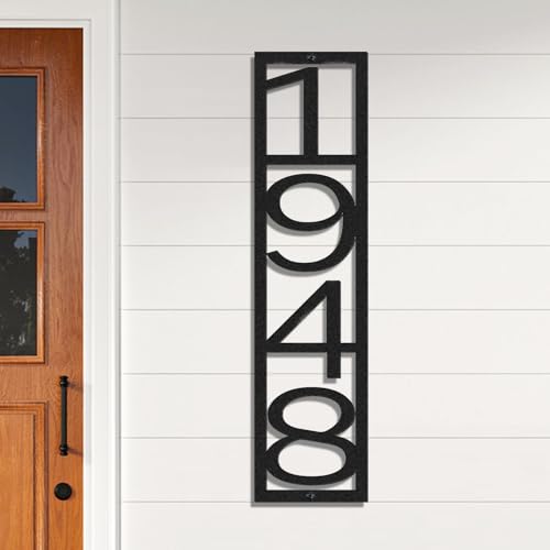 Image of Vertical House Numbers for Outside Houses Custom Metal Address Numbers Sign | Personalized House Number Plaque for Door, Weather-Resistant Thick Steel Powder Coated, Multiple Colors Sizes Fonts Available