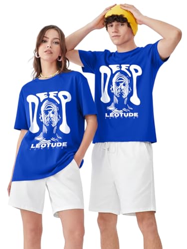 Image of LEOTUDE Couple Combo Men's Oversized T-Shirt & Women's Drop Shoulder Tshirt