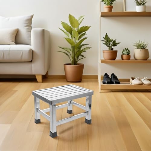 Tabouret acier inoxydable argenté pour douche et extérieur - 7