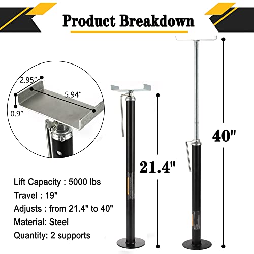 LUSHIH RV Slide Out Support Trailer Stabilizer Jacks, RV Camper Accessories for Travel Trailers - 21.4" to 40" - 5000 Lbs Each - Pack of 2 by LUSHIH - Image 3
