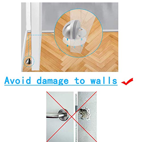 2 Pack 3M Adhesive Door Holder Stainless Steel Door Stop For Home Hotel, Snowboard Hanger, No Need To Drill Floor Door Stopper Set With Rubber Bumper #TOP1