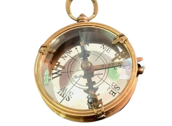 Brújula de bolsillo de latón antiguo – Grabado Dollond London, instrumento náutico coleccionable de navegación miniatura 1