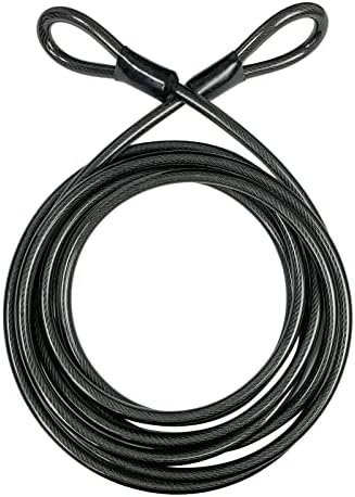 DELSWIN Security Steel Cable with Loops - 6ft, 15ft Heavy Duty Bike Steel Cable 3/8 inch Thick Vinyl Coated Braided Lock Cable for Bicycle, Generator, Kayak, Patio Furniture