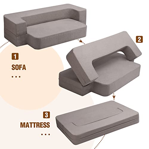 Hollyhome Folding Sofa Bed Couch(Full Size), 10"(H) X74(L) X55(W) Memory Foam Mattress, Fold Out Lazy Futon Sofa, Lounge Sleeper Bed For Guest, Comfy Floor Couch Bed For Bedroom, Living Room, Grey #TOP3