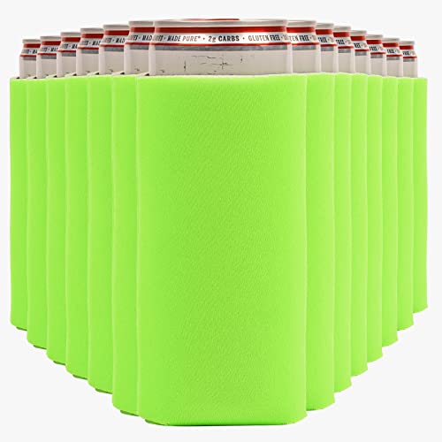 Image of Slim Can Cooler Sleeves (30-Pack) Soft Slim Can Koolie for White Claw Seltzer & Slim Beer - HTV Blanks for Vinyl Projects - Skinny Can Koolies Bulk - Tall Can Coolies for Slim Cans (Lime Green)
