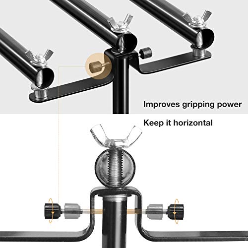 Julius Studio Triple Crossbar 10 (W) x 9.6 (H) ft Adjustable Backdrop Background Support Stands, with Mounting Bracket and 6 Pack Spring Clamp, Carry Bag, JSAG596