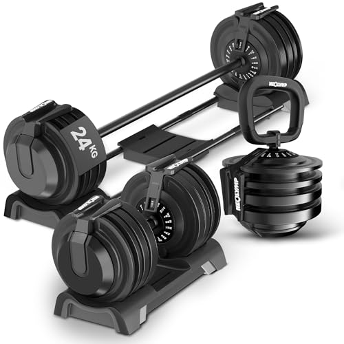 NEOLYMP 3-in-1 verstellbares Hanteln Set (2-24 kg) - Kurzhantel, Langhantel & Kettlebell in 1 Set –â€¦ – Miniatur