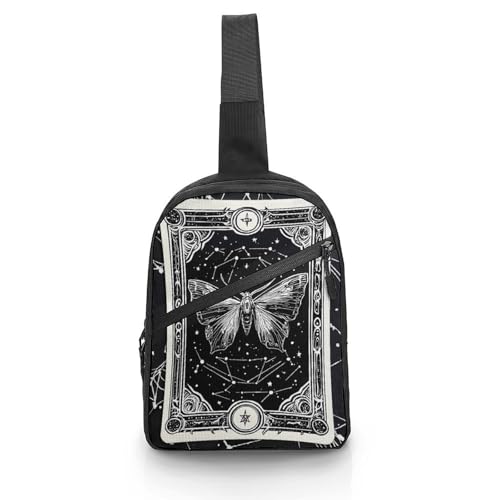 Gothic Dead Moth Chest Bag Foldable Crossbody Unisex Pack Travel Hiking Adjustable Shoulder Straps Sling Bags