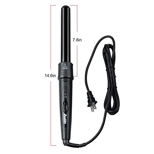 Curling Iron Set,Zealite 3 in 1 Hair Curling Wand Set Interchangeable Ceramic Barrels with Free Heat Resistant Glove (Black) - Thumbnail 2