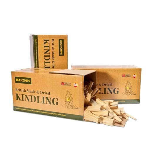 Maxchips Kiln Dried Kindling Wood Fire Starter Sticks – 3 Boxes of Natural Wood Kindling – Sustainably Sourced Woodland for Wood Burner, Log Burner, Open Fire, Pizza Oven, Fire Pit, BBQ & Camping Use