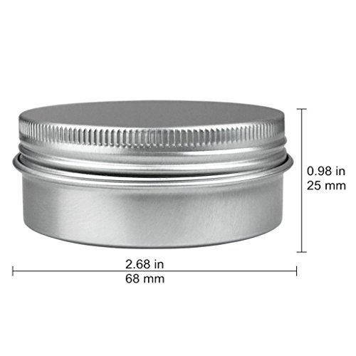 Aluminum Tin Jars, Cosmetic Sample Metal Tins Empty Container Bulk, Round Pot Screw Cap Lid, Small Ounce for Candle, Lip Balm, Salve, Make Up, Eye Shadow, Powder (12 Pack, 2 Oz/60ml)2