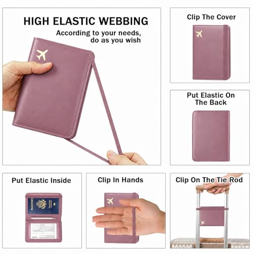 Image of ZOPPEN RFID Blocking Passport Holder for Travel - PU Leather Waterproof Lightweight Passport Cover Wallet for Women Men, Travel Organizer with Card Slots for Airline Tickets & Passport Book, Purple