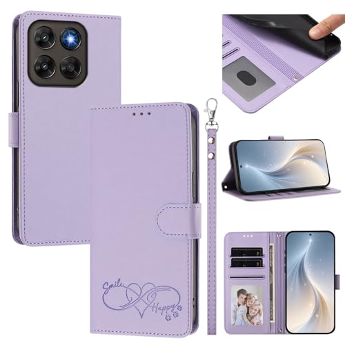 Jiajihua Cover Compatible with Motorola Moto G77 / G67 / G87 Phone Case【Card Cash Slot Wallet Design Flip Kickstand Drop Protection】 Purple