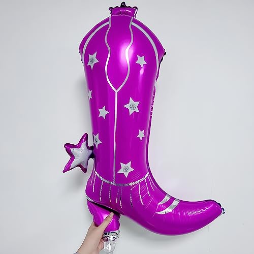 Image of 4Pcs Pink Cowgirl Boot+Hat Foil Balloon /First Rodeo Birthday Decorations Girl /Western Cow Party Decorations /Boots on the Ground Decor /Last Rodeo Party /Disco Girly Pink Western Cowgirl Party