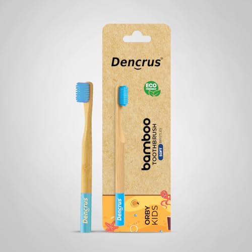 Image of Orby Kids Bamboo Toothbrush for Kids (Pack of 1) | Natural & Eco Friendly Oral Care | Soft Bristles Toothbrush for Toddler & Kid Dental Care | Organic Bamboo Handle - Blue