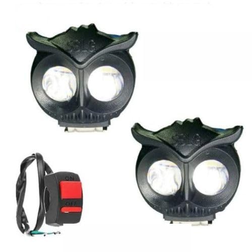 Owl Shape Dual LED Bicycle Headlight with Handlebar Switch | Waterproof Bike Front Light for Cycle | Bright LED Safety Lamp for Night Riding (Black)-image-9