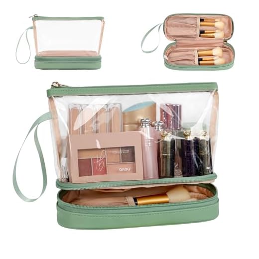 Ethereal Clear Makeup Bag, Green Makeup Bag for Purse Travel Makeup Bag for Women TSA Approved Cosmetic Bag Waterproof Small Toiletry Bag