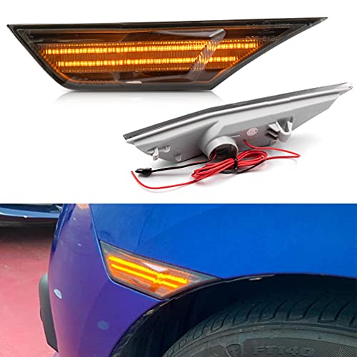 Civic LED Side Marker Lights For 2016-2020 Honda Civic Sedan Coupe Hatchback Smoked Lens Sidemarker Amber LED Turn Signal /White LED Running/Position/Parking Lights OEM#H02551127N