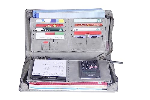 Image of Sukeshcraft Multiple Cheque Book Holder | 8 Digit Calculator Finiancial Note pad (Classic, Pull Grey Calulator)