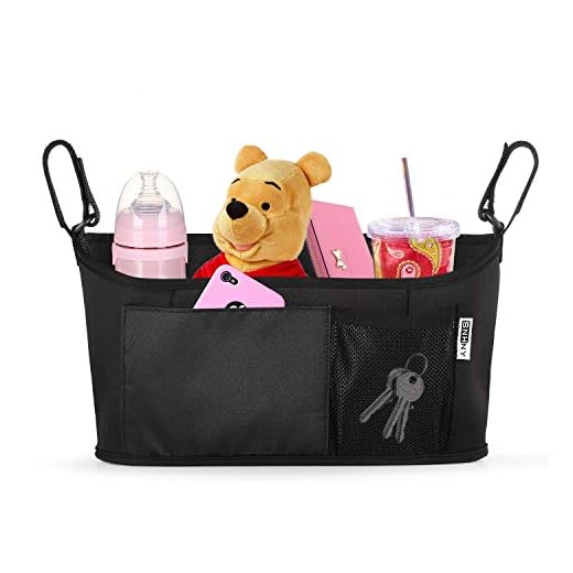 Top Universal Stroller Organizer by SNHNY; The Best Stroller Accessories; Universal Baby Diaper Stroller Bag with Accessary Bag. (Black Simpler)