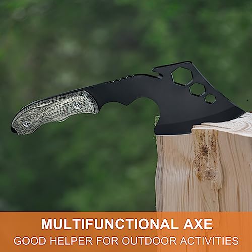 Aicharynic Survival Axt & Camping Beil - Outdoor Freizeitbeil Handbeil Klein für Camping, Survival, Jagd, Trekking, Garten - Mit Kopftasche, Holz Griff – Bild 6