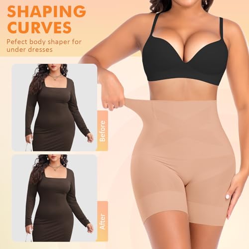 Image of Werena Shapewear for Women Tummy Control Shaping Shorts High Waist Body Shaper Panties Underwear Slip Shorts Under Dresses