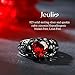 Jeulia 2.55ct Skull Engagement Ring Sets Sterling Silver Heart Cut Red Diamond Ruby Rings Cubic Zirconia Wedding Promise Anniversary Romantic Jewelry for Women Grils Bridal with Gift Box (black, 7)