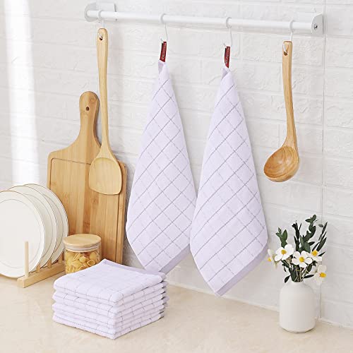 Image of Homaxy 100% Cotton Terry Kitchen Dish Cloths, 6 Pack, White