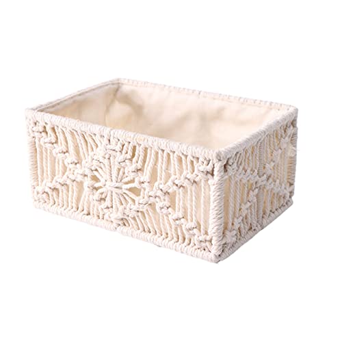Cesta trenzada, cesta decorativa, caja de almacenamiento, cestas de almacenamiento trenzadas, cestas de almacenamiento de jacinto, cestas grandes y pequeñas de macramé de mimbre para organizar