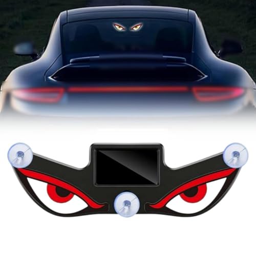 Image of Wireless Triangle Window Solar Light, Devil Eye LED, Red, On /Off, Solar Powered, Car Interior Decoration