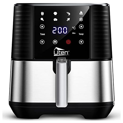 Uten Friggitrice ad Aria 5,5 Litri, 1700W Friggitrice Senza Olio, Aspetto Squisito, Touch Screen ad Alta Definizione, Air Fryer con 7 Programmi, Senza PFOA&BPA, Ricette PDF