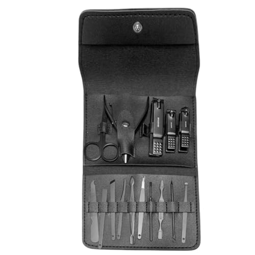 Kit Manicure e Pedicure Profissional 16 Peças Aço Inox Preto
