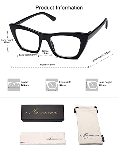 Amomoma Oversized Reading Glasses For Women,Trendy Cat Eye Blue Light Computer Reader Am6028C1+C2+C3 1.5X #TOP4