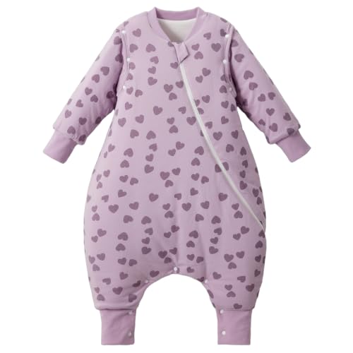 Image of Duomiaomiao 3.5 TOG Toddler Sleep Bag 6-12 Months 100% Cotton Winter Side Open Zipper Baby Sleep Sack with Feet, Warm Toddler Wearable Blanket