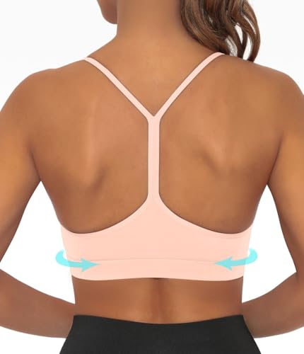 Image of Comper Y Back Sports Bra for Women Low Impact Racerback Workout Bras Sexy Thin Straps Yoga Bras with Removable Pads