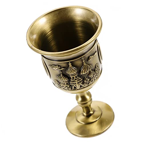 FUNOMOCYA Gobelet à Vin Métallique Rétro Coupe Décorative Embossée Calice Européen pour Liqueur de Dîner Multifonction Accessoire de Table Élégant