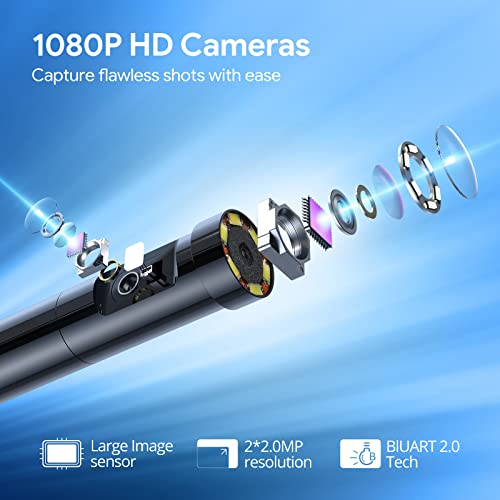 Depstech Dual Lens Borescope, 1080P Hd Endoscope Camera With Light, 4.3'' Split-Screen Video Inspection Camera, 7.9 Mm Waterproof Sewer Snake Camera, 16.5Ft Digital Scope Camera With Carrying Case #TOP2