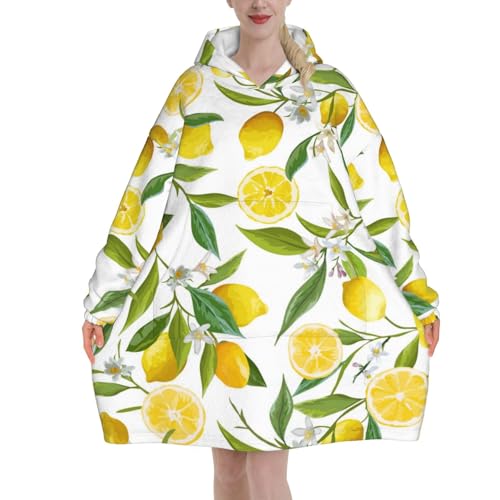 Sweat sweat à capuche couverture imprimé citronnier pour cocooning et soirées canapé