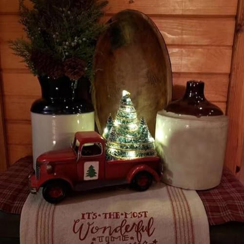 Décorations de Noël camionnette 3D en résine lumineuse pour table