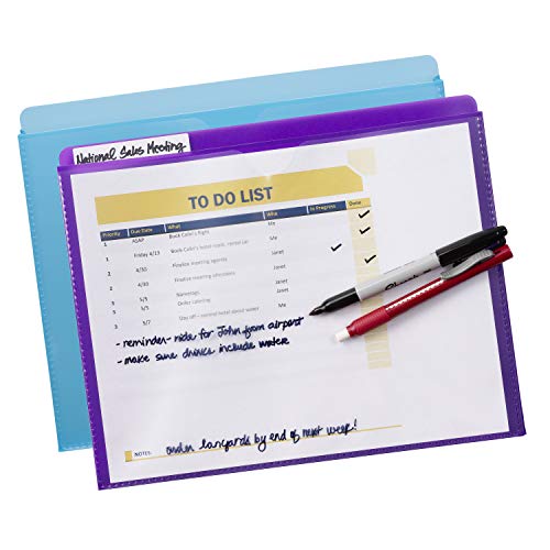 Smead Poly File Jacket With Clear Sleeve, Straight-Cut Tab, 1" Expansion, Letter Size, Assorted Colors, 2 Per Pack (89611) #TOP3