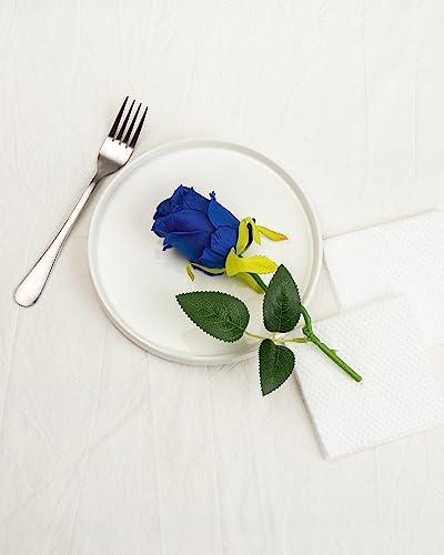DuHouse 10pcs Artificial Silk Roses Flowers Single Long Stem Fake Rose Bouquet for Wedding Home Party Decoration Centerpieces(Royal Blue) - Image 2