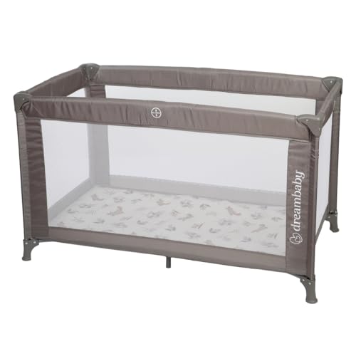 Dreambaby Quest Full Size Travel Cot Lightweight from Birth to 15kg Easy Fold & Compact Travel Bag 120cm x 60cm Custom Mattress Included
